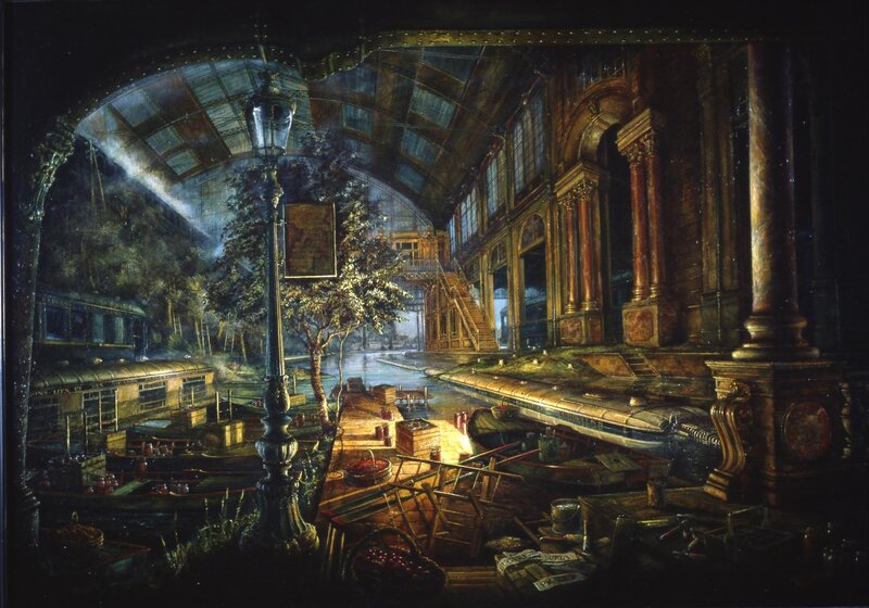 Abandoned indoor canal scene
