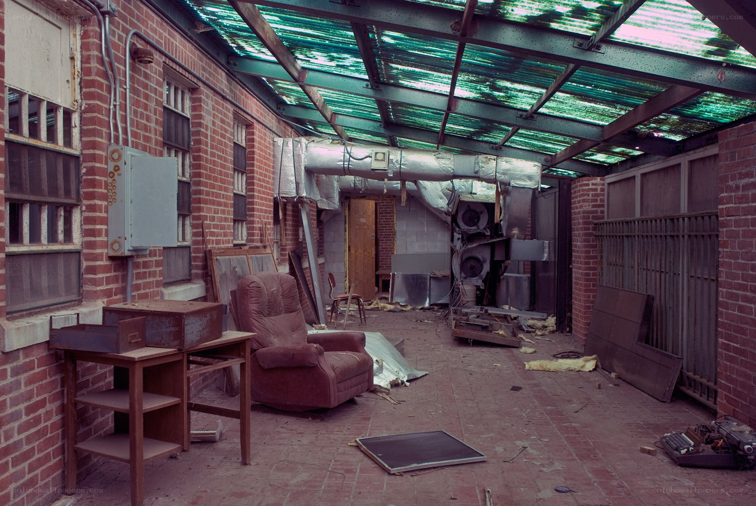 abandoned indoor corridor