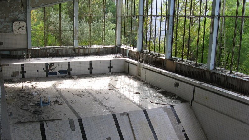 Abandoned Indoor Pool — White, Desolate, Afternoon