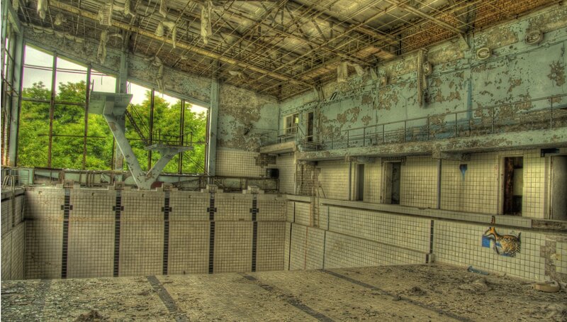 Abandoned Indoor Pool — White