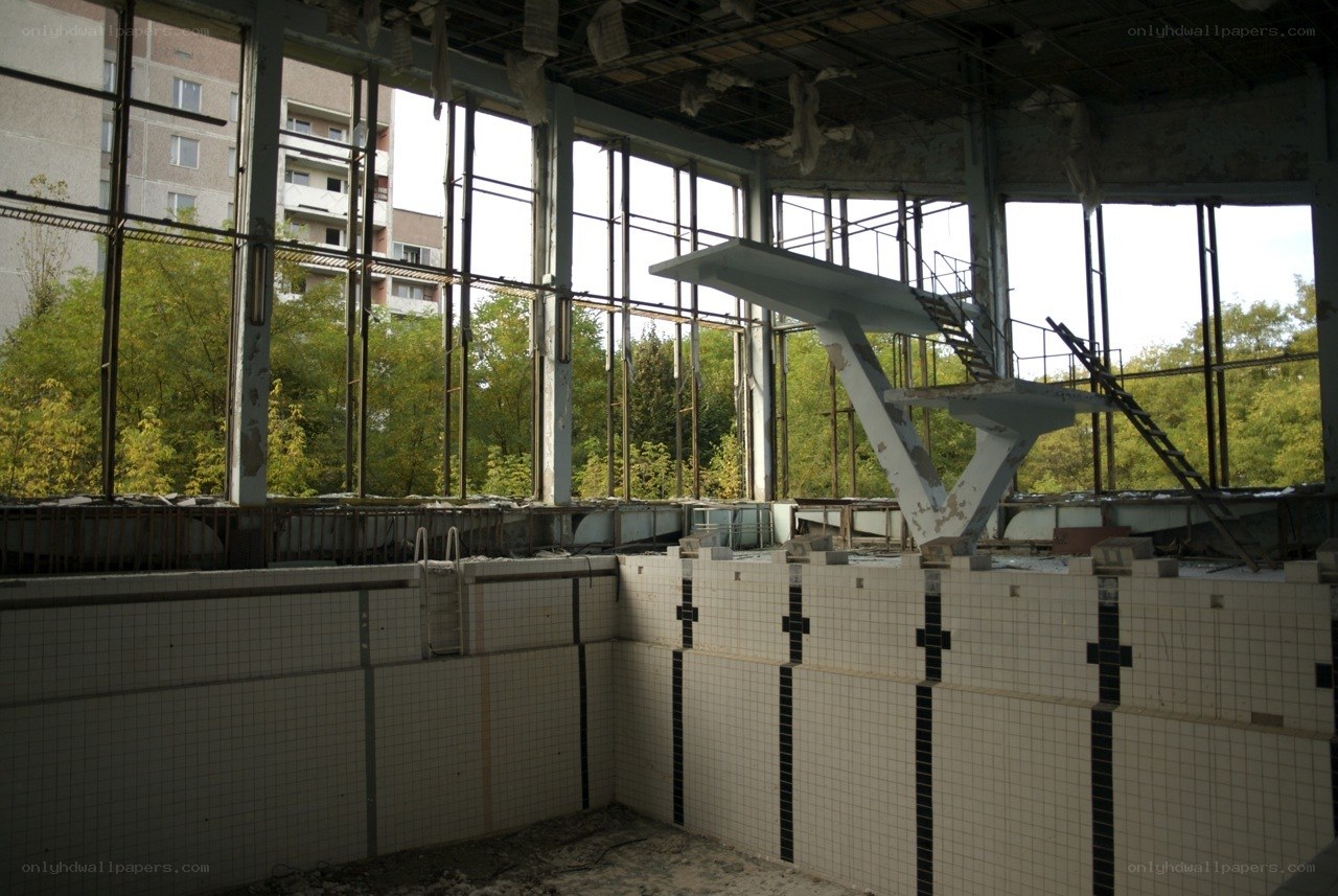 Abandoned indoor swimming pool