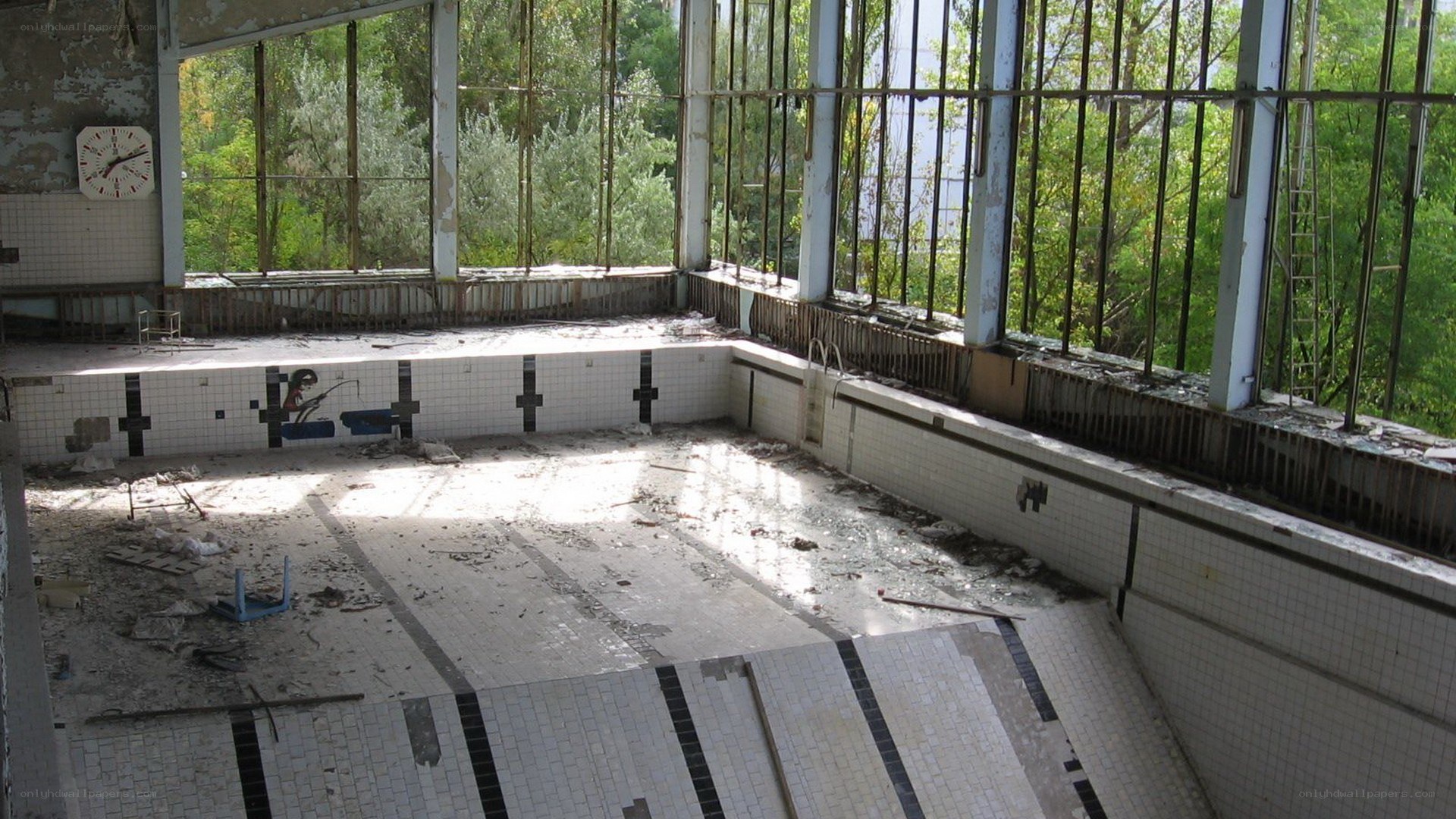 abandoned indoor swimming pool