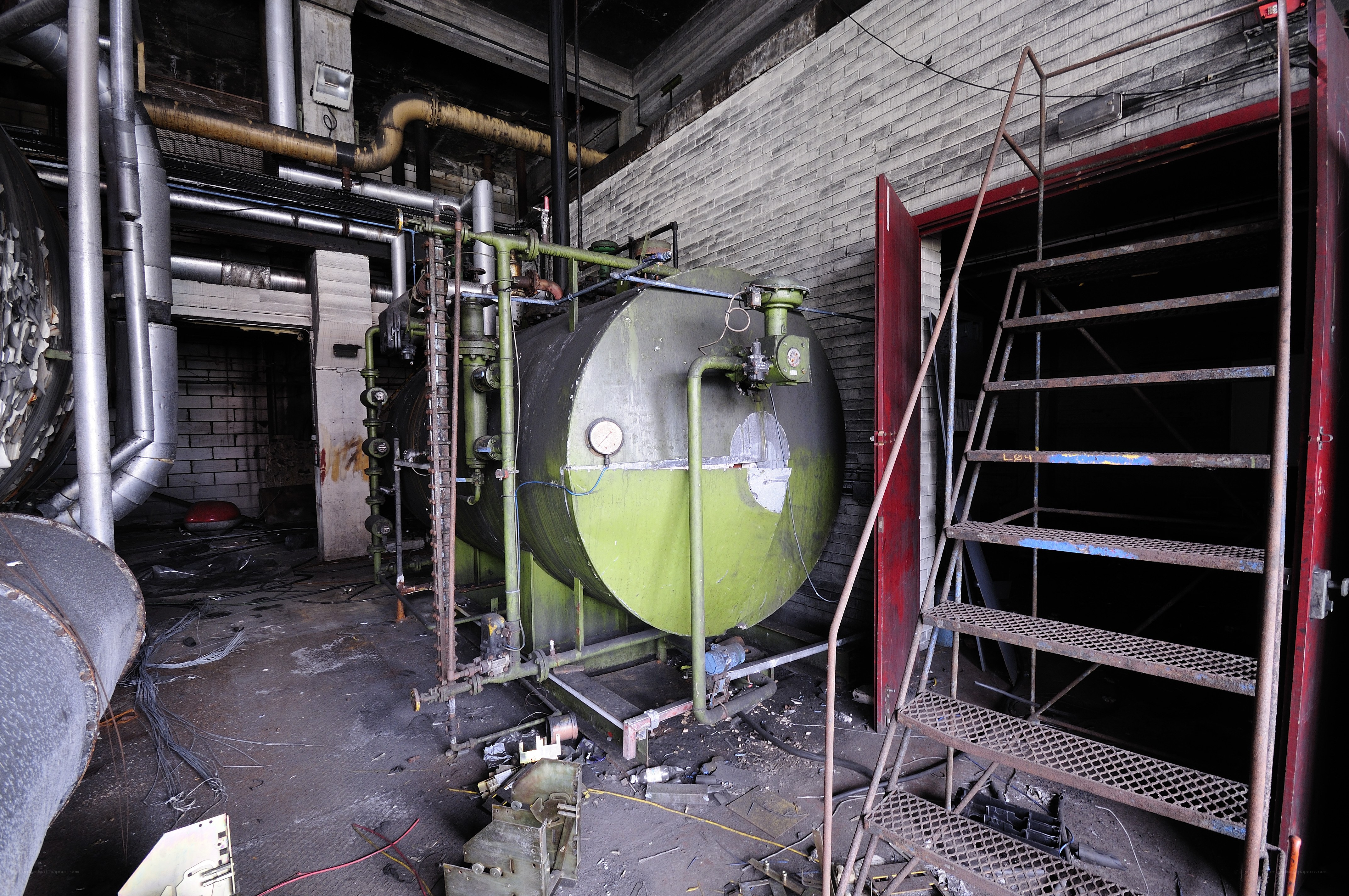 Abandoned industrial boiler room