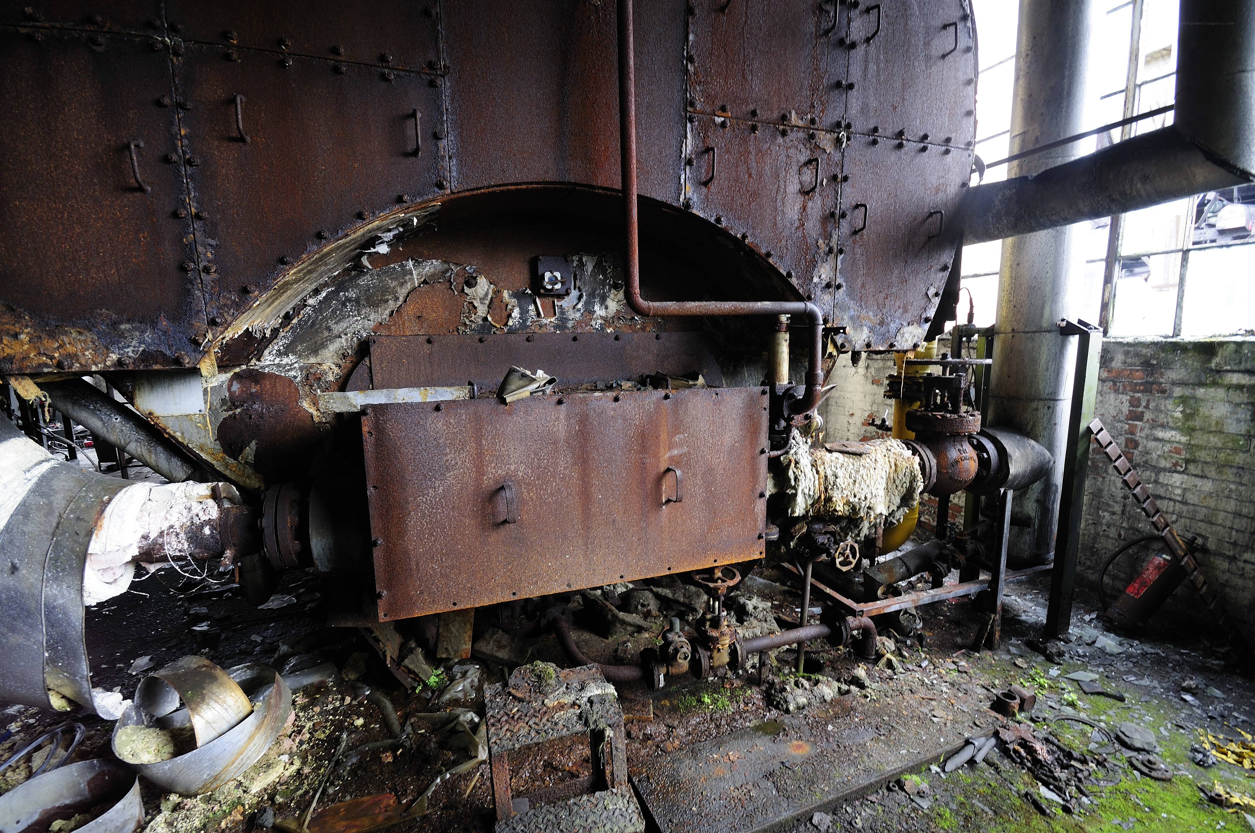 abandoned industrial boiler room