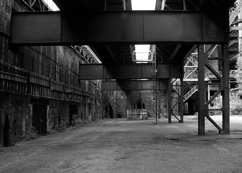 Abandoned Industrial Building — Black, Desolate