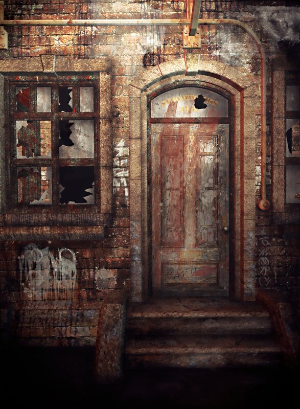 abandoned industrial building entrance