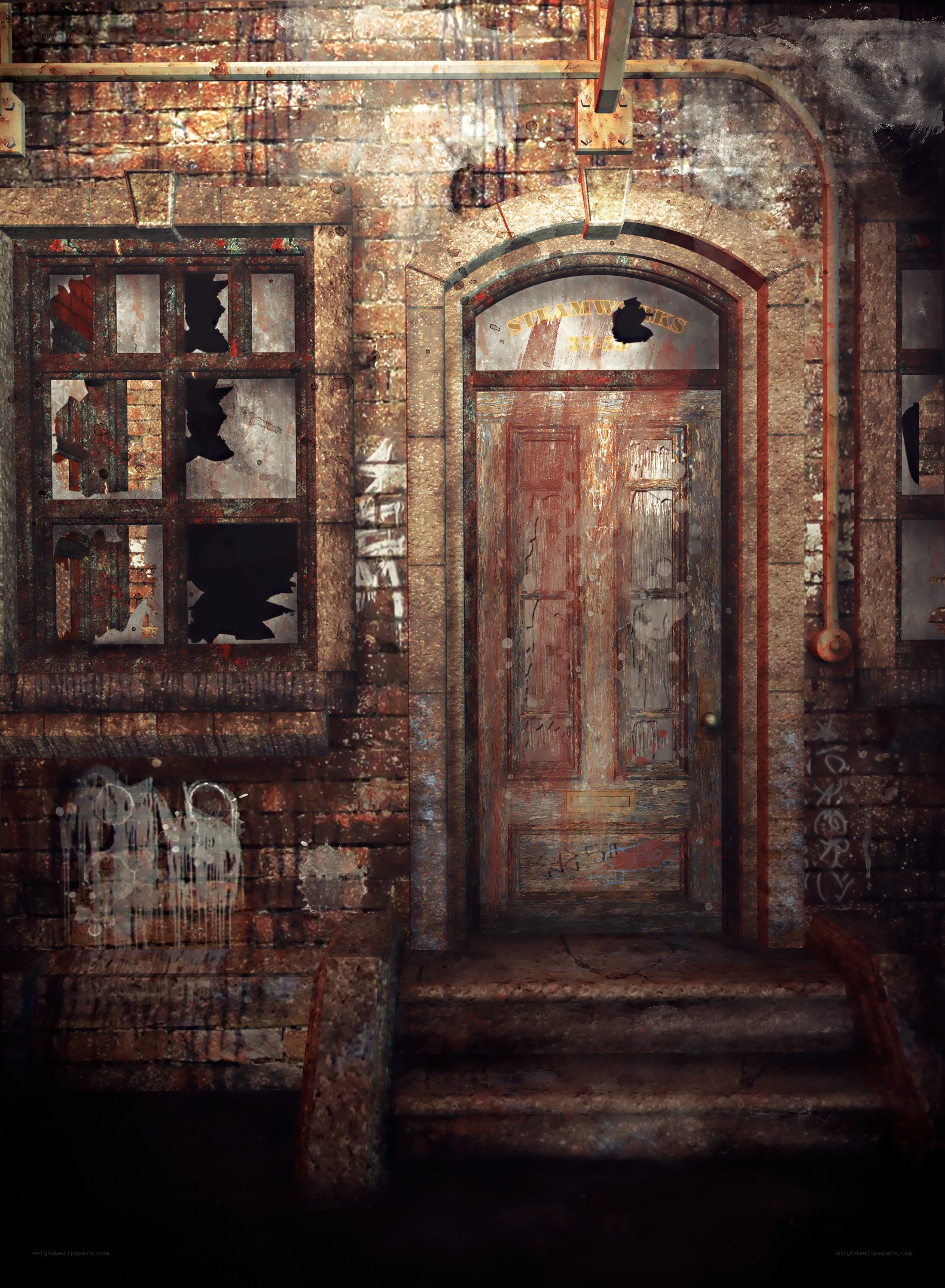 abandoned industrial building entrance