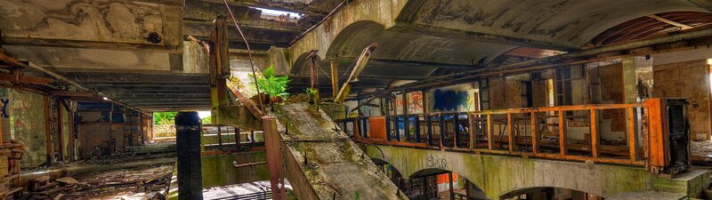 Abandoned Industrial Building — Gray, Decaying