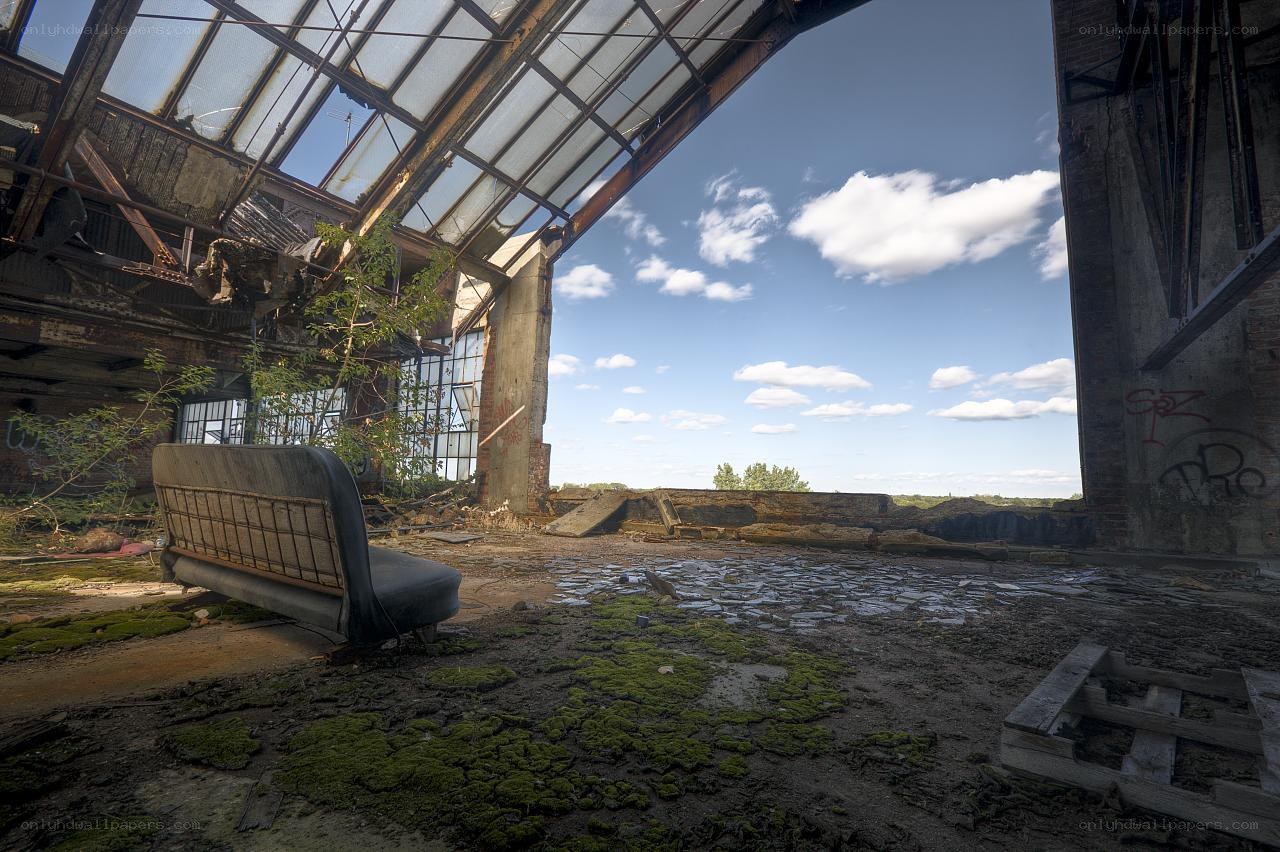 Abandoned industrial building interior