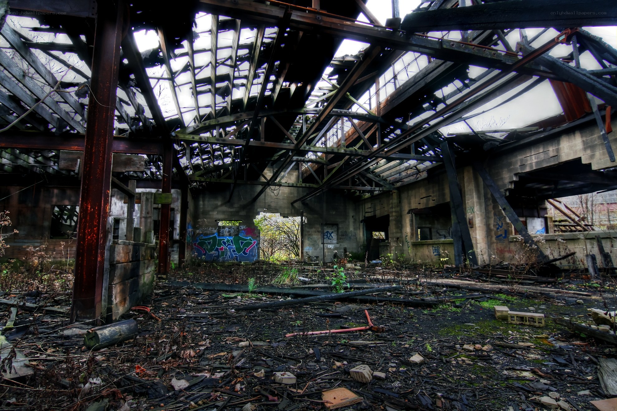 abandoned industrial building interior