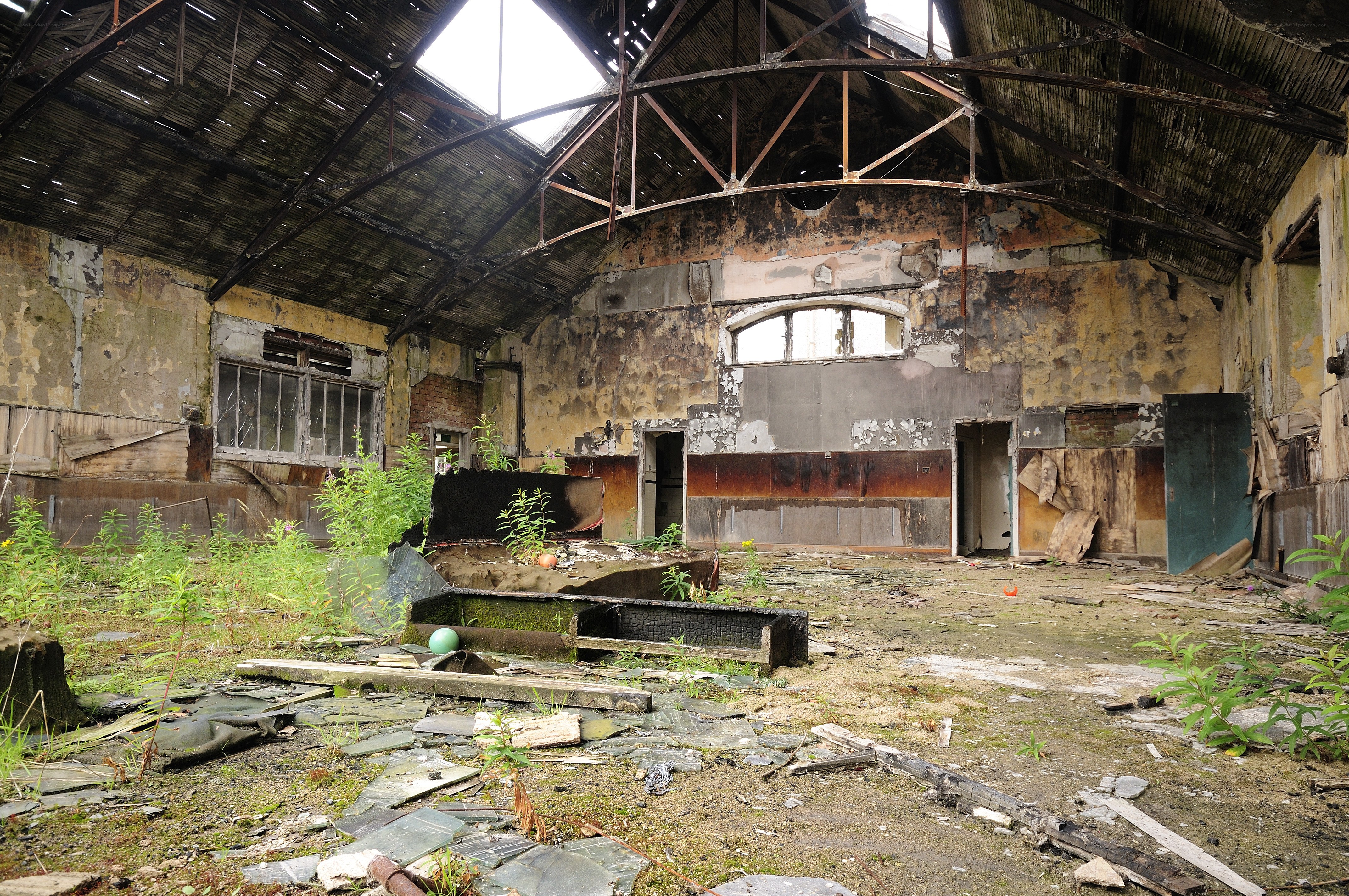 Abandoned industrial building interior