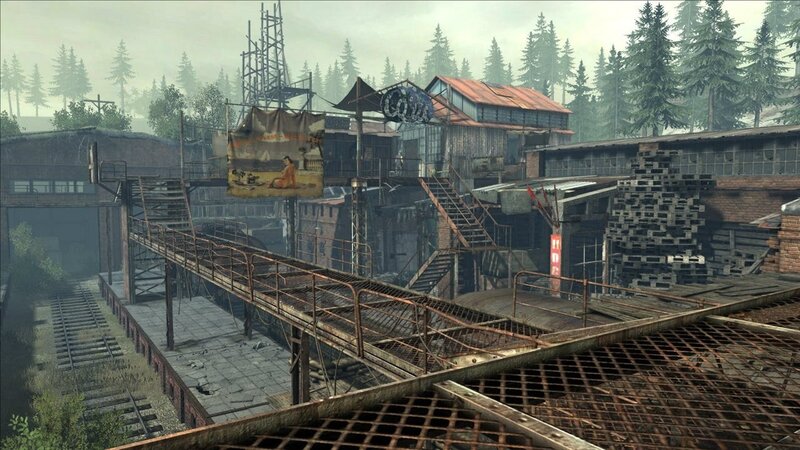 Abandoned Industrial Complex — Gray, Desolate, 3d Render, Railroad Tracks