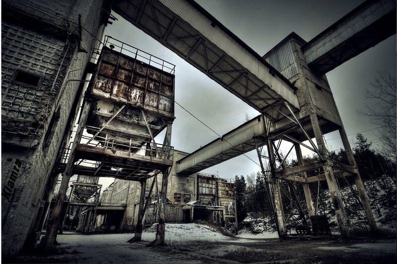 Abandoned Industrial Complex — Gray, Dramatic, Winter