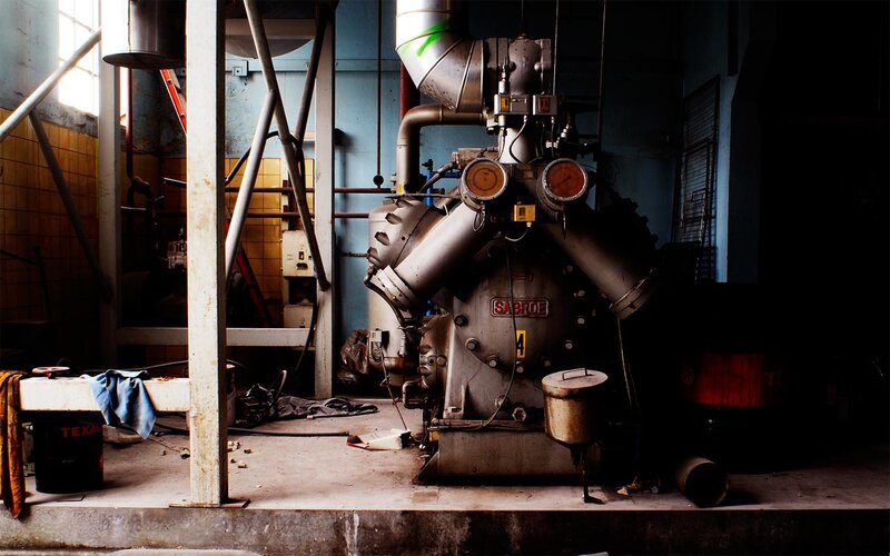 abandoned industrial compressor