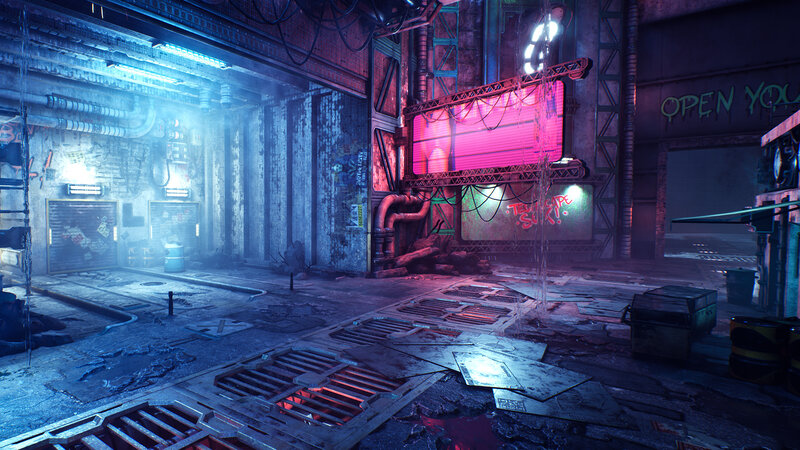 Abandoned Industrial Corridor — Blue