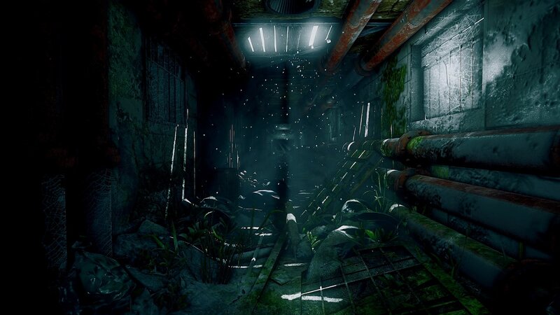 Abandoned Industrial Corridor — Green, Dark, Eerie