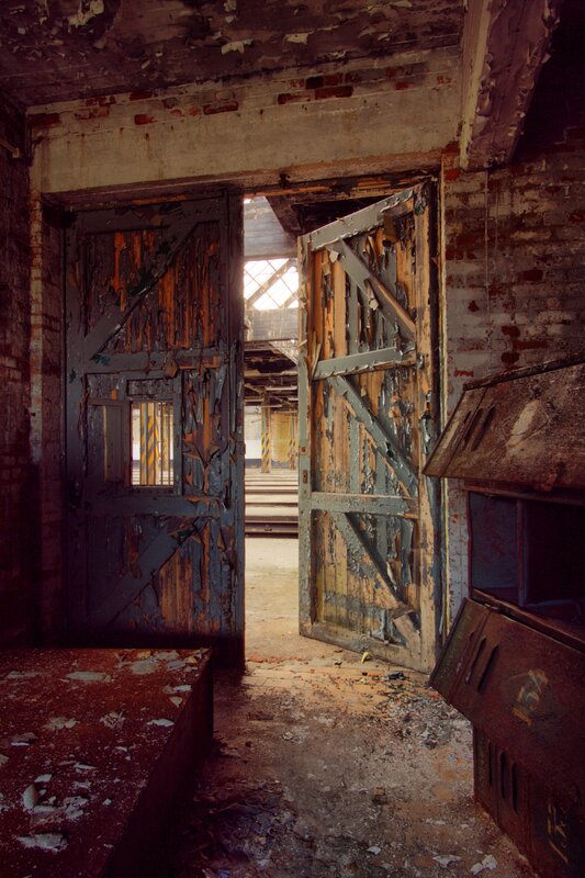 abandoned industrial doorway