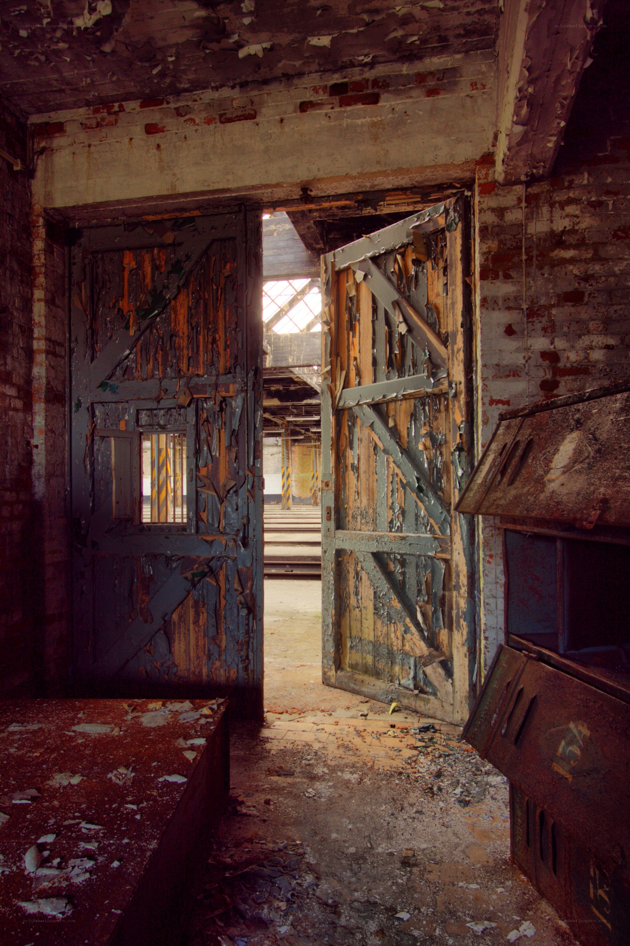 abandoned industrial doorway
