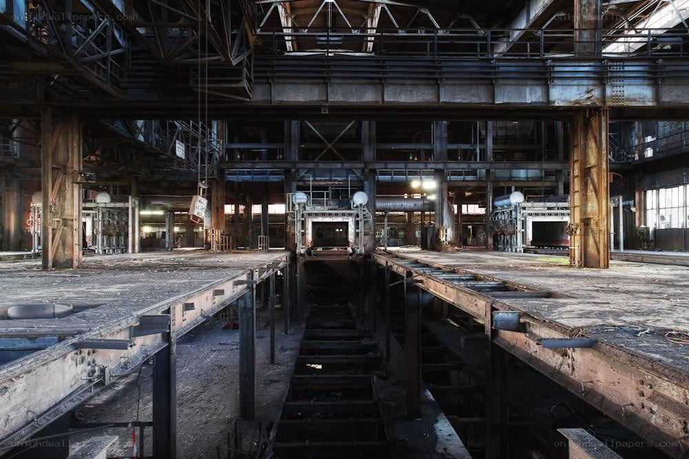 Abandoned industrial factory interior