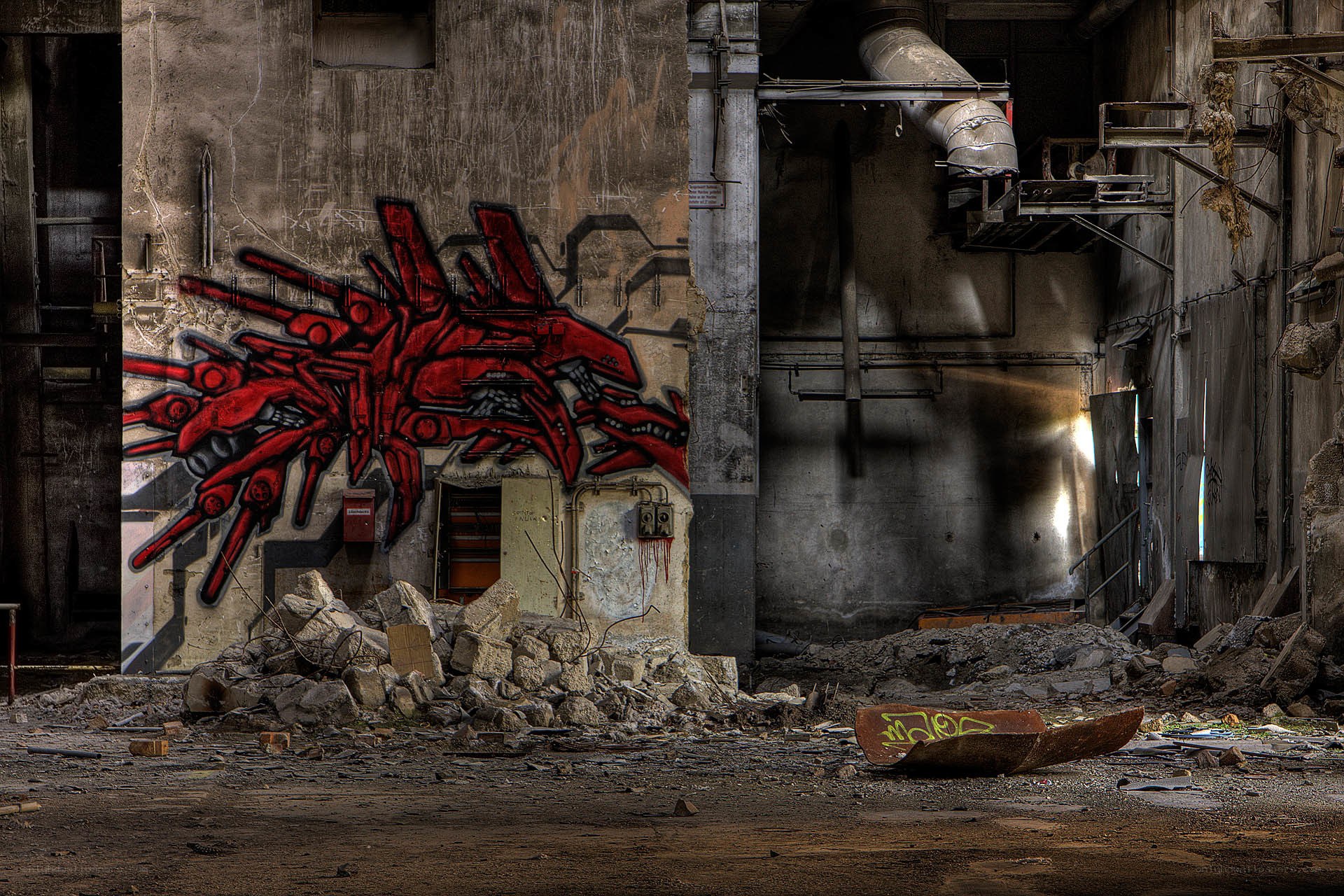 Abandoned industrial graffiti art