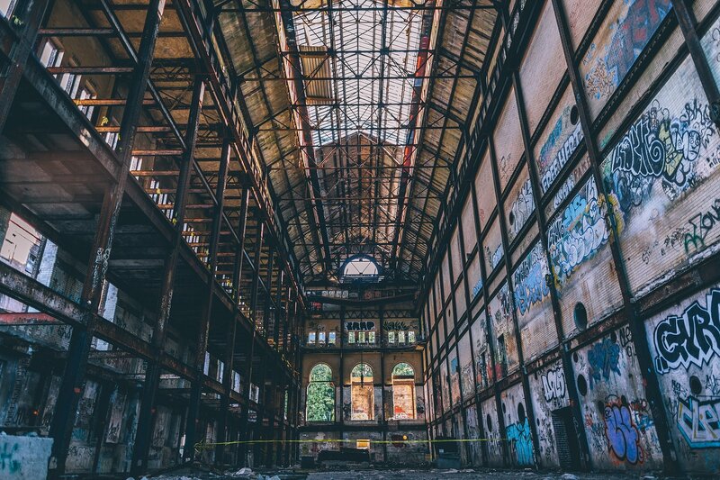 Abandoned Industrial Hall — Gray