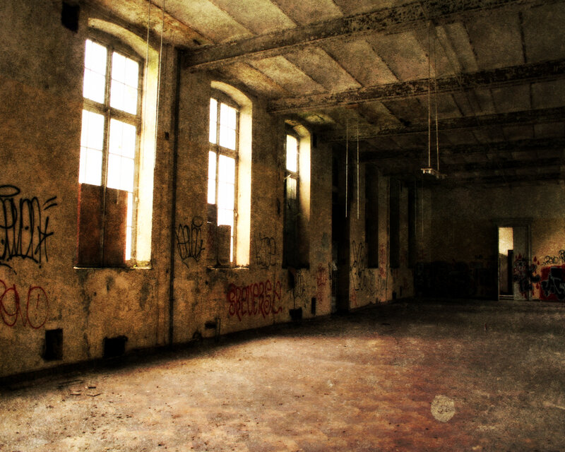 abandoned industrial hall