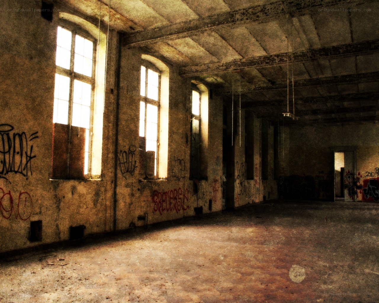 abandoned industrial hall