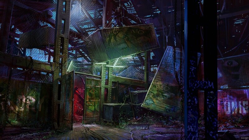 Abandoned Industrial Interior — Blue