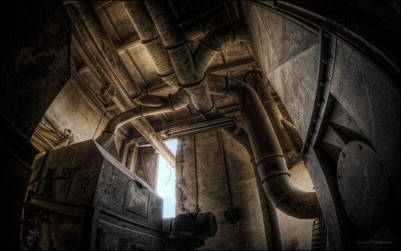 Abandoned Industrial Interior — Brown, Dramatic