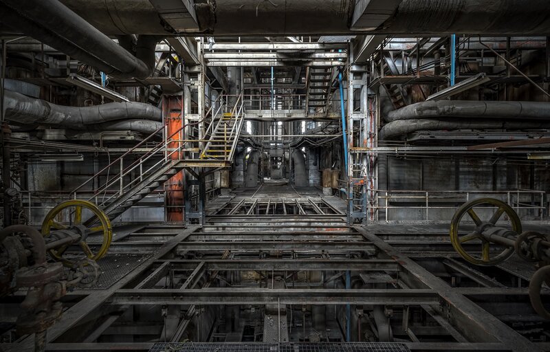 Abandoned Industrial Interior — Gray