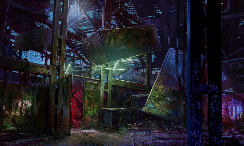 Abandoned Industrial Interior — Purple