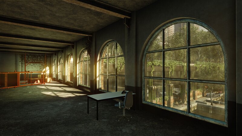abandoned industrial office space