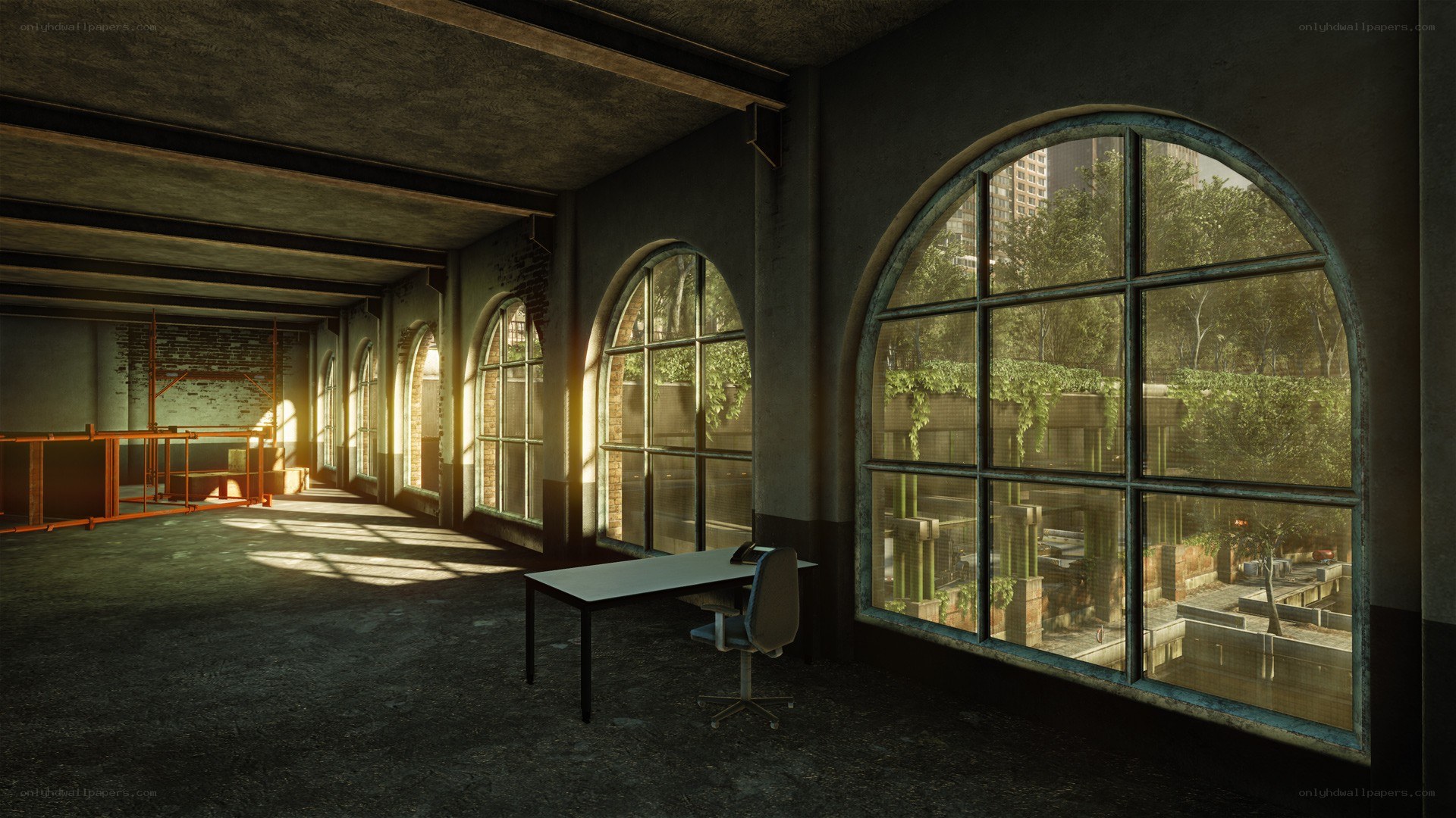 abandoned industrial office space