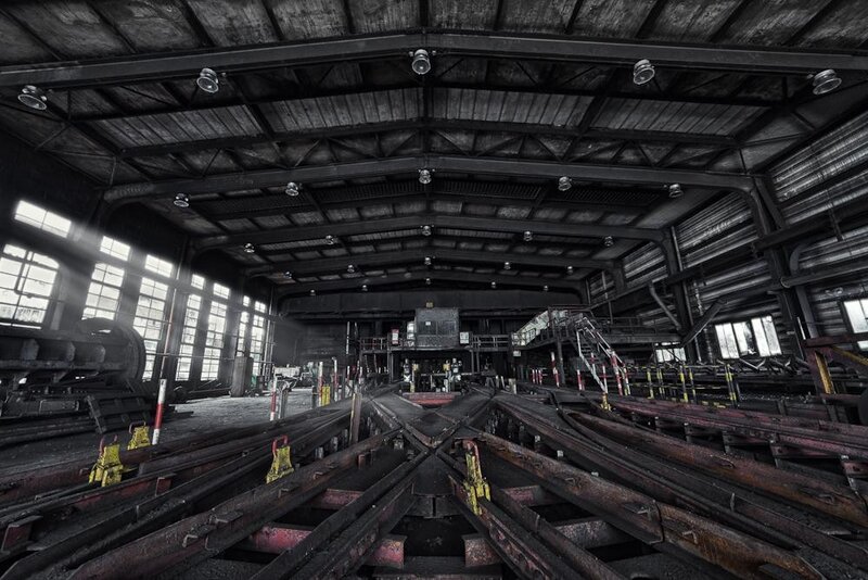 Abandoned industrial rail yard