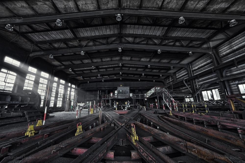Abandoned industrial rail yard