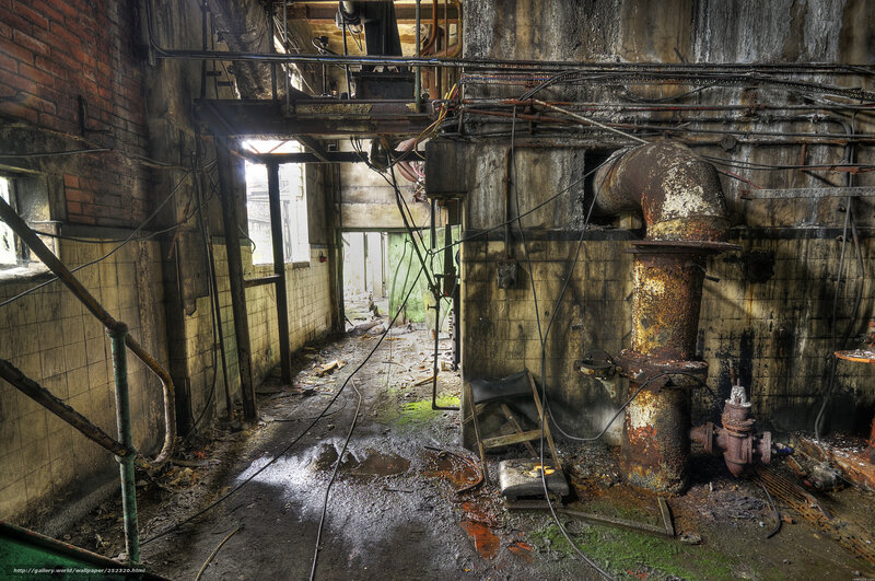 Abandoned Industrial Room — Brown, Dramatic, Photograph