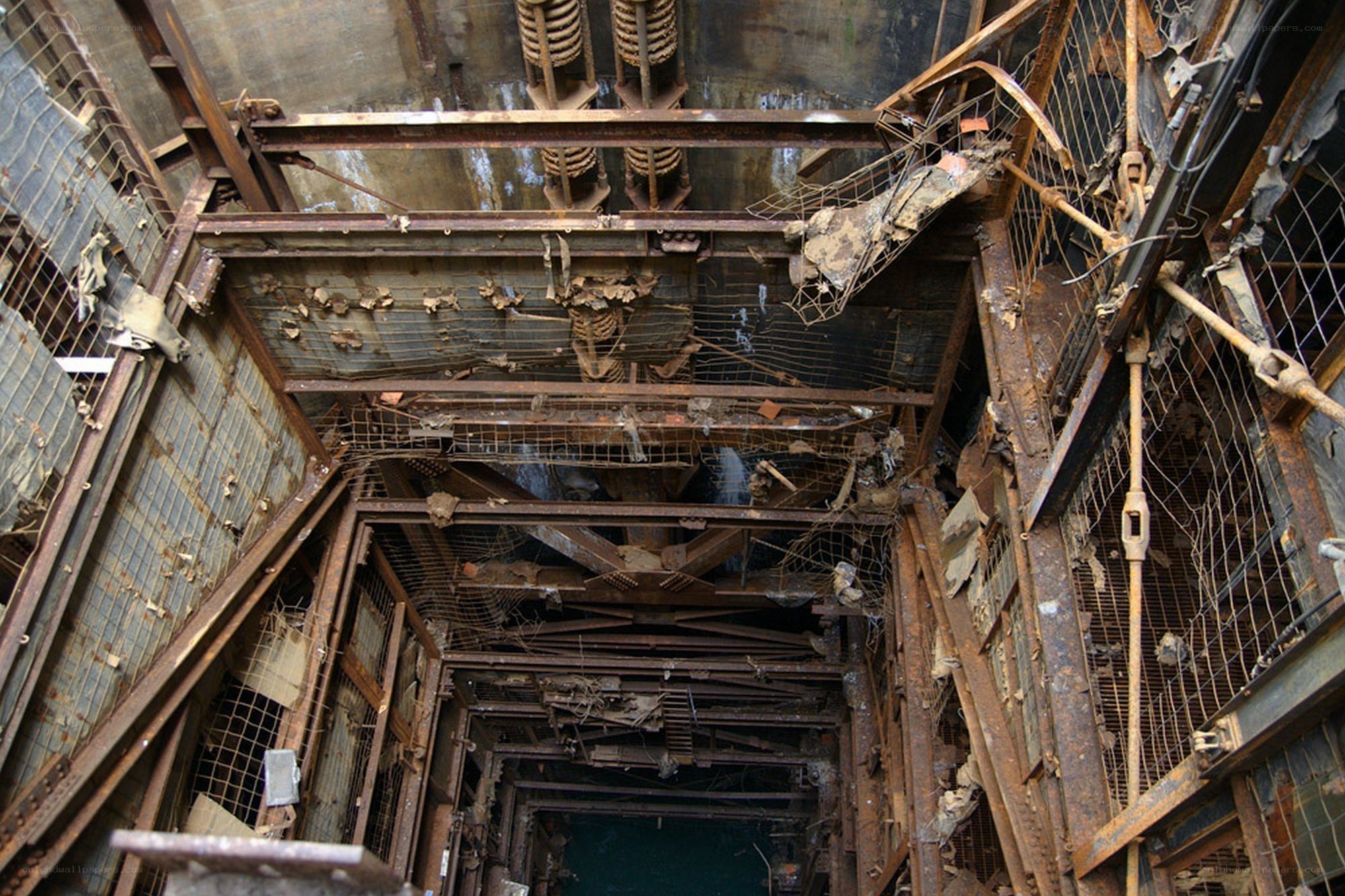 Abandoned industrial shaft interior