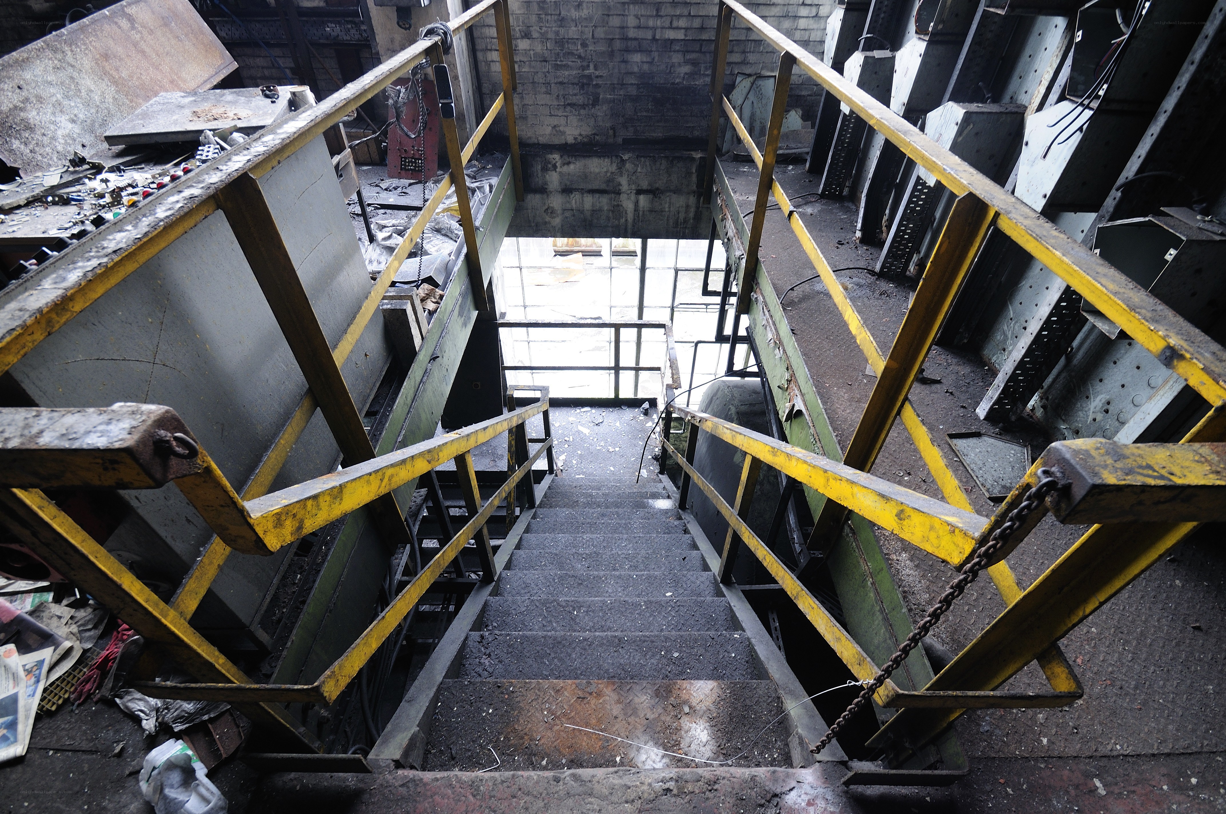 abandoned industrial staircase