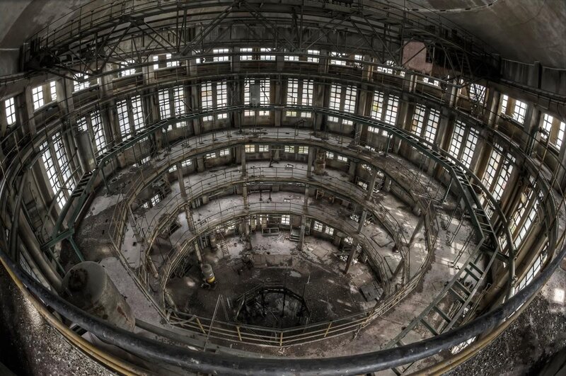 Abandoned industrial tower interior