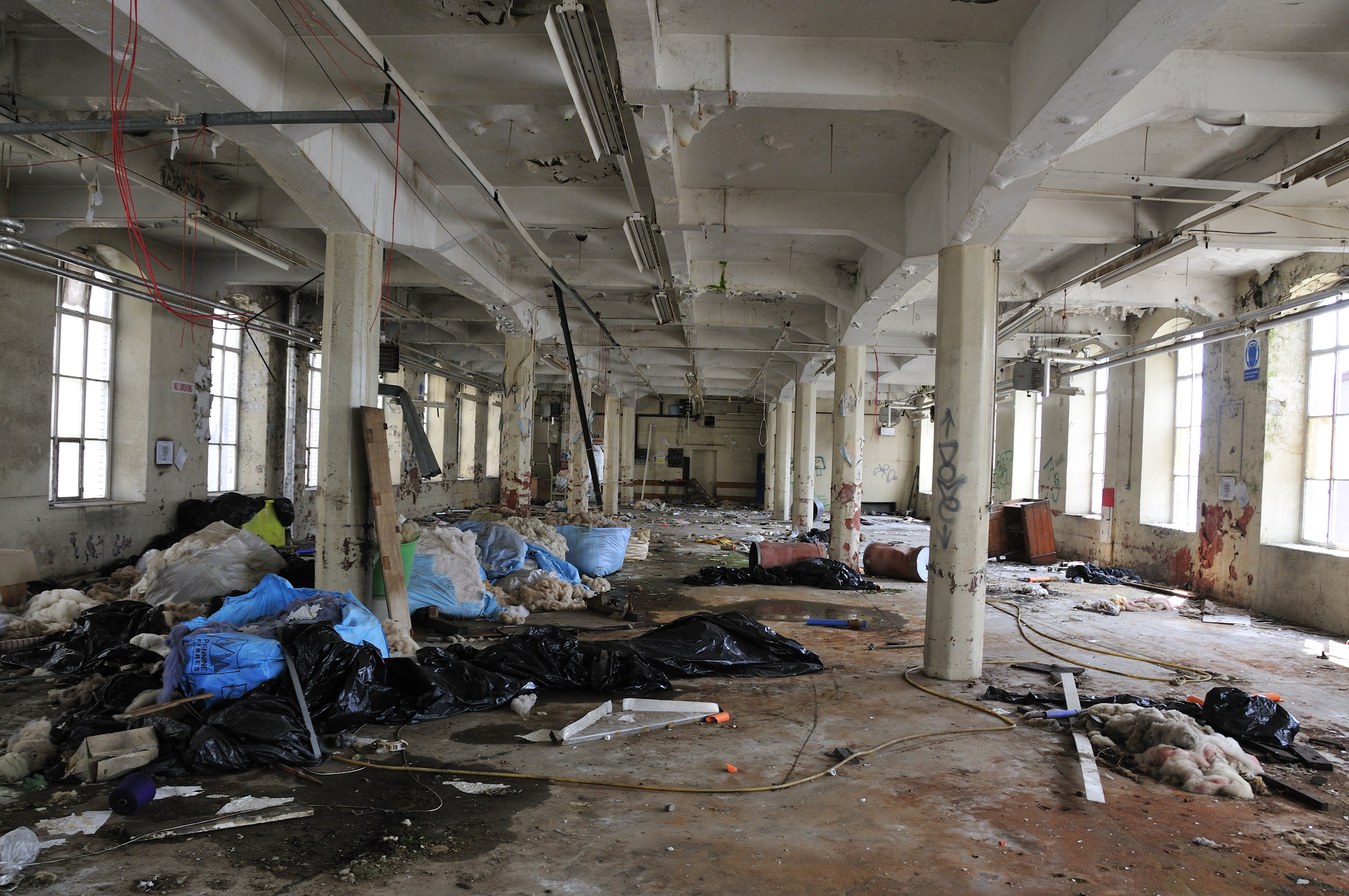 Abandoned industrial warehouse interior