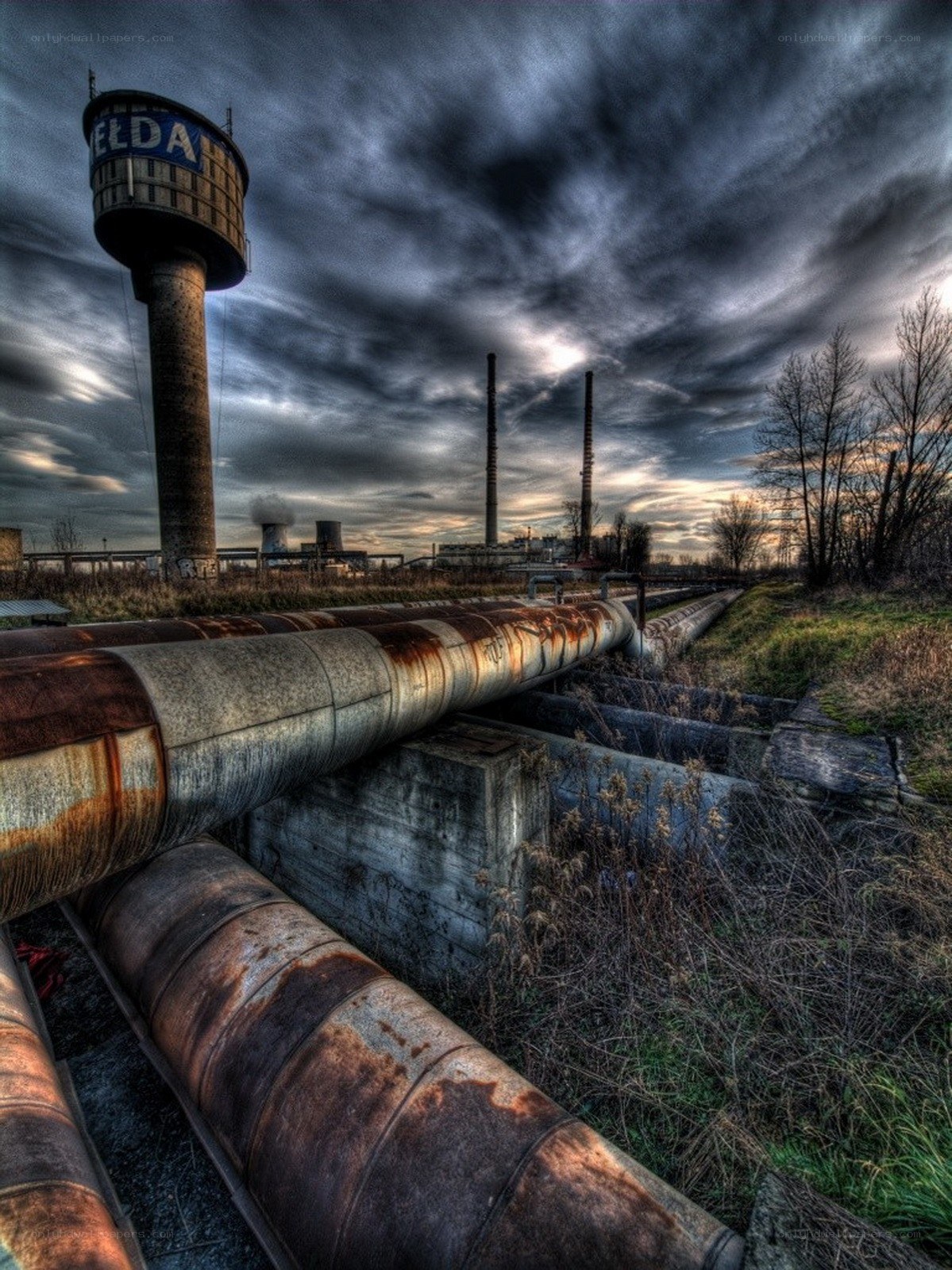Abandoned industrial water tower