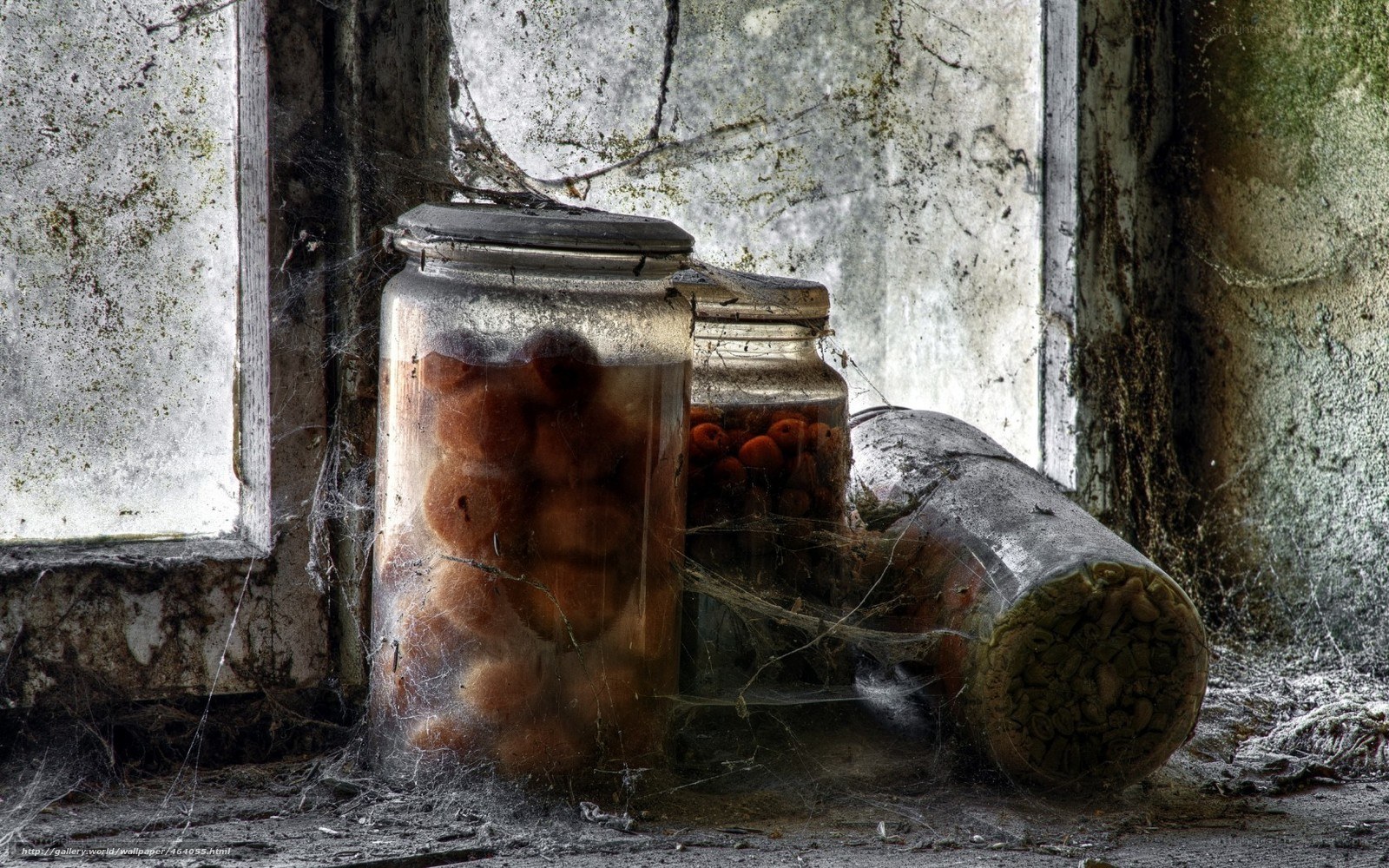 abandoned jars in a dusty corner