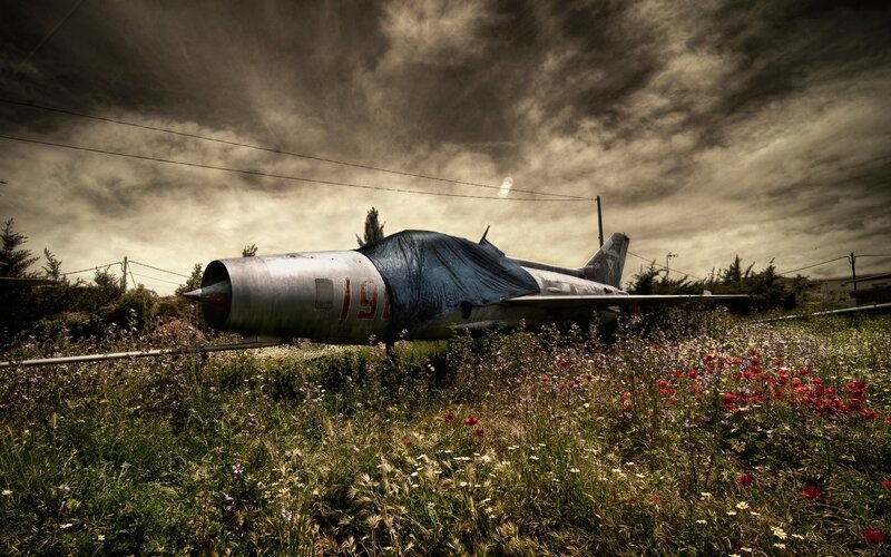 Abandoned Jet in Field