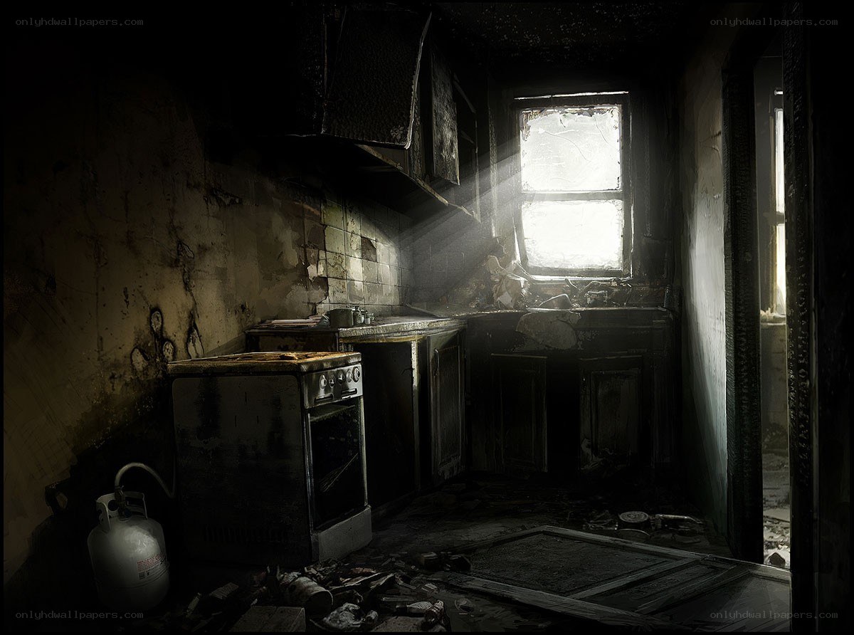 abandoned kitchen after fire