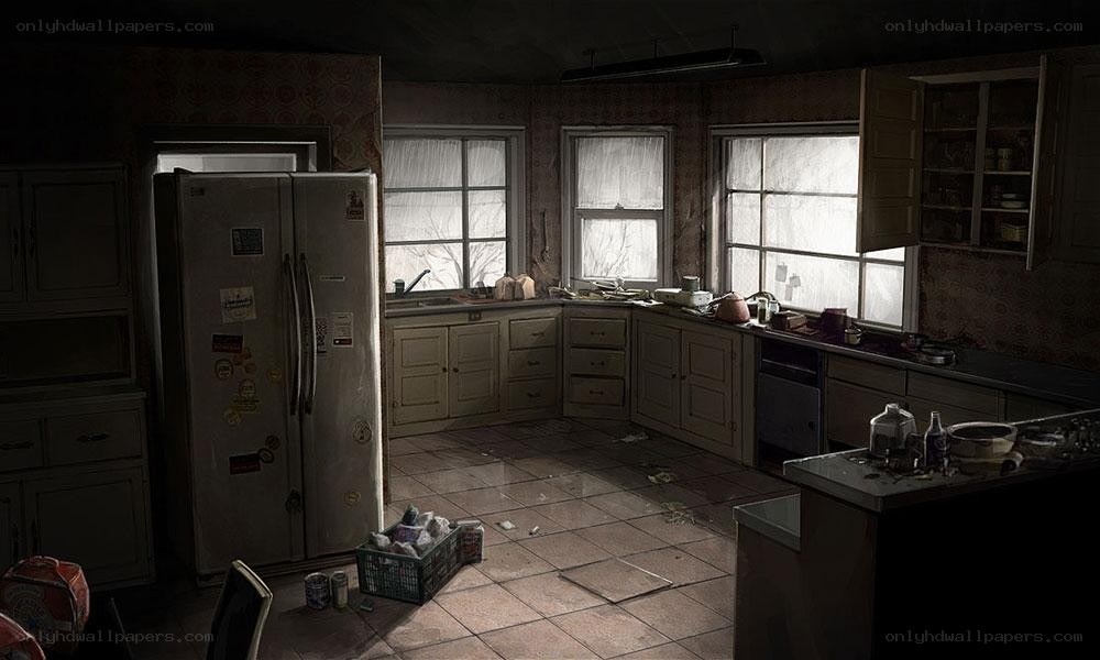 abandoned kitchen interior