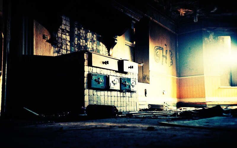 Abandoned Kitchen Interior — Blue
