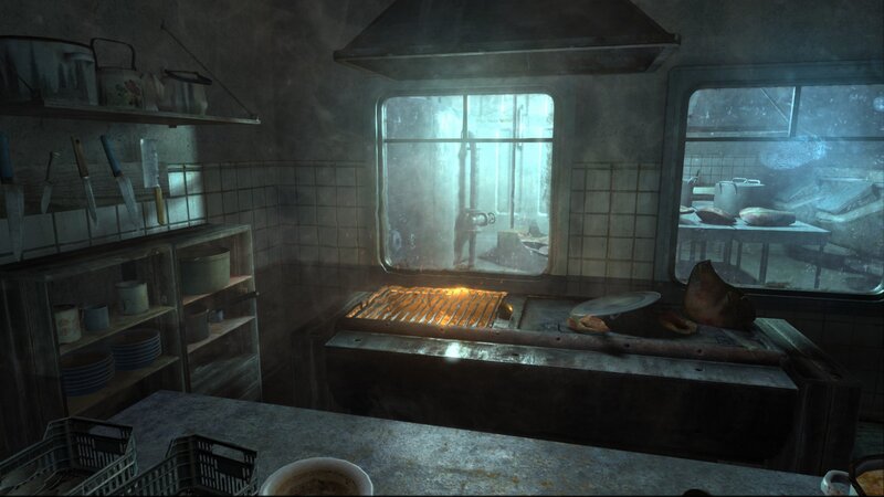 Abandoned Kitchen Interior — Gray