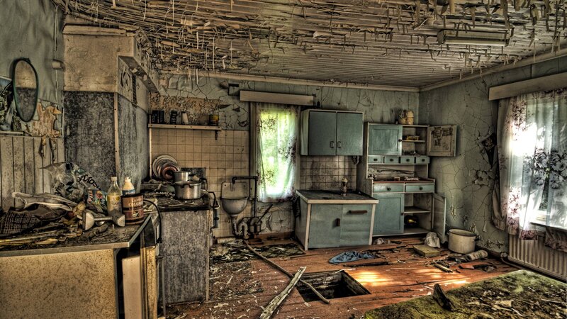 Abandoned Kitchen Interior — Green