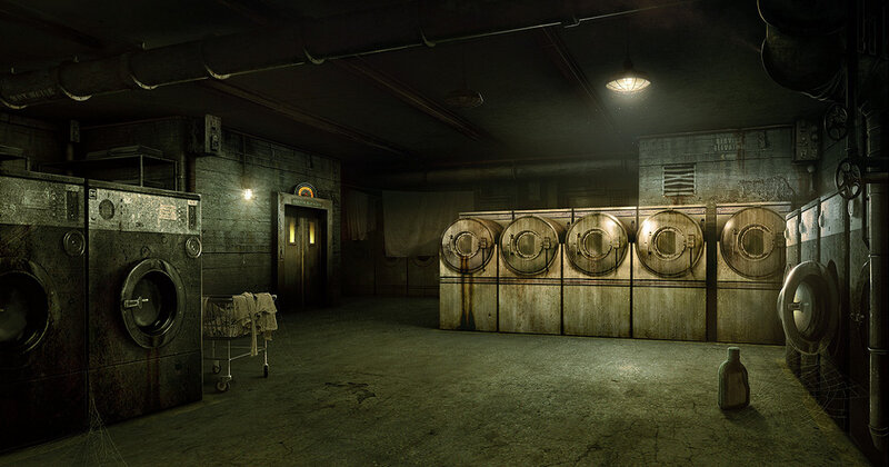 abandoned laundry room