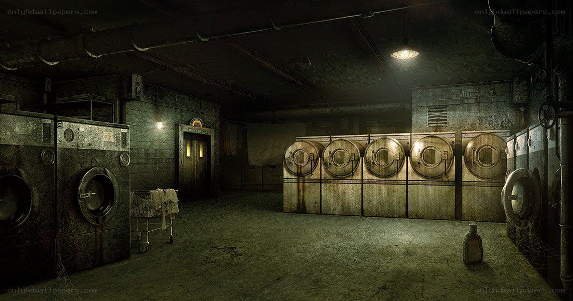 abandoned laundry room
